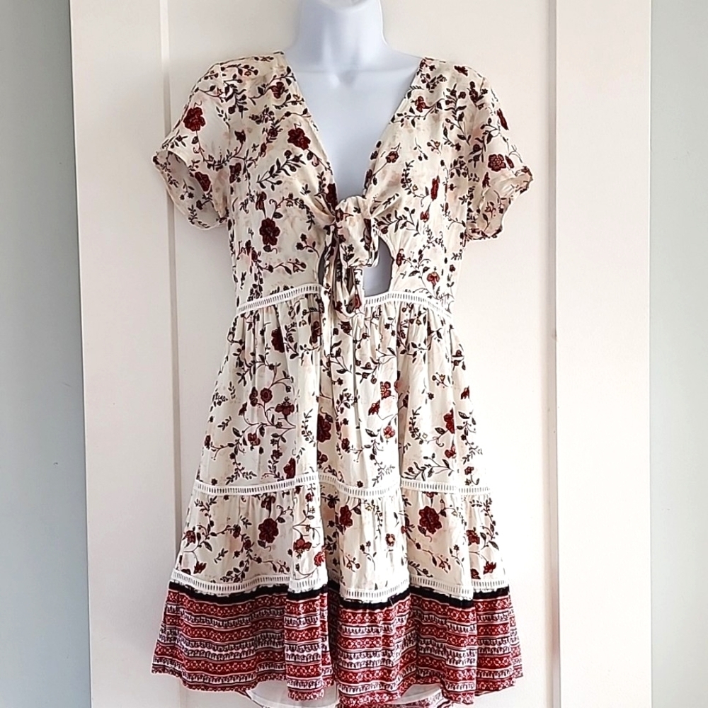 L'Atiste by Amy Cut Out boho mini dress size Large - Picture 3 of 7